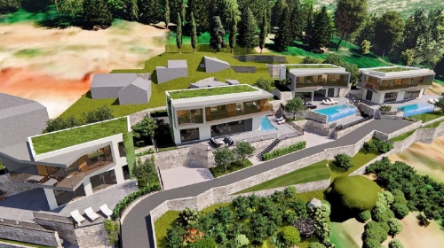 IDEJNI PROJEKT ZA 4 VILE S BAZENIMA - POGLED MORE | Zemljište 2.540 m2 | Mogućnost kompenzacije | Dubrovnik 